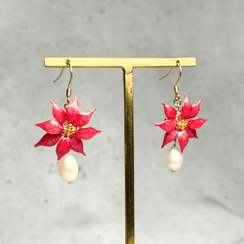 【ポインセチア】ピアス /一輪/レッド/クリスマス/金属アレルギー対応/サージカルステンレス/冬の新作/受注生産 | 6枚目